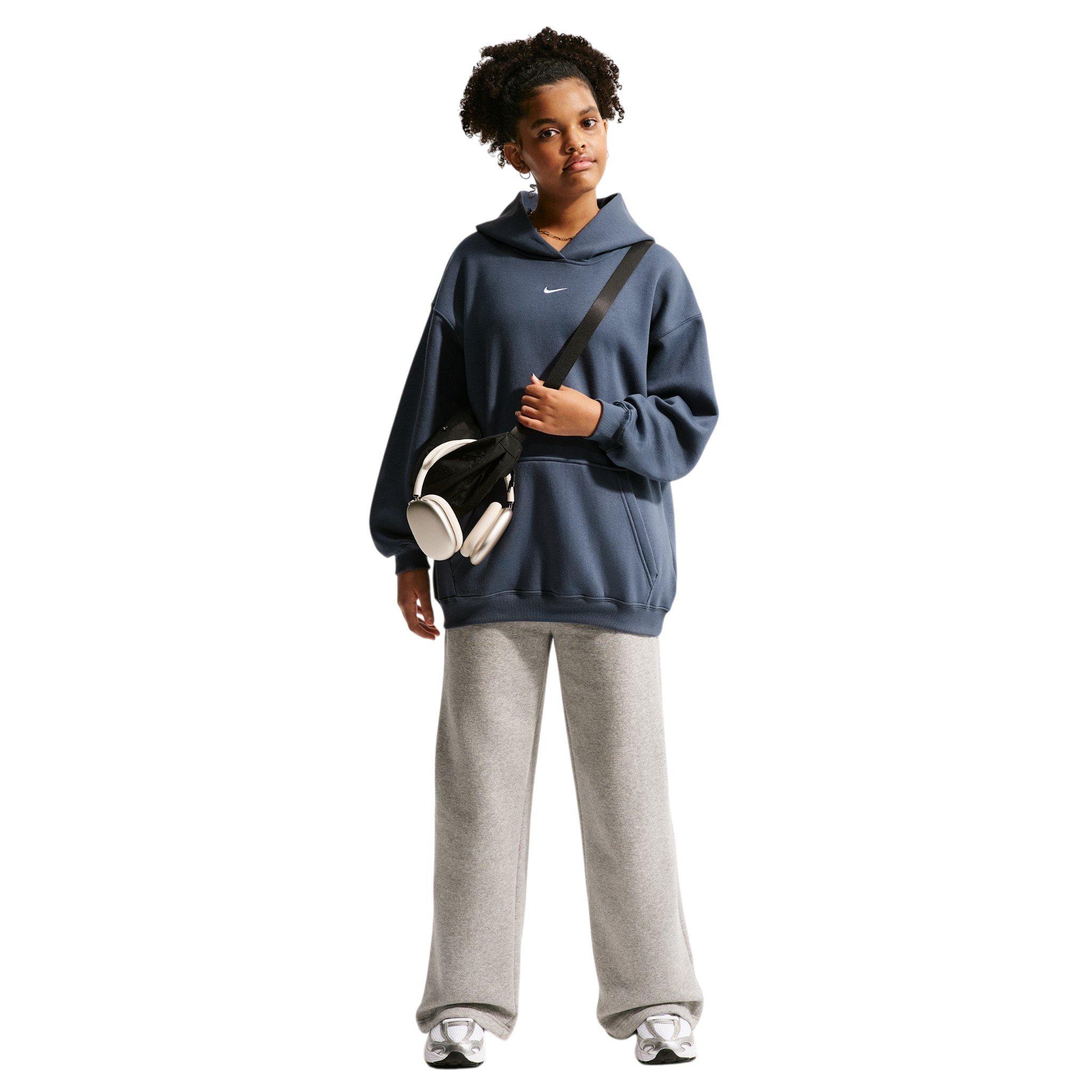 Nike Big Girls' Sportswear Studio Fleece Oversized Pullover Hoodie - Blue - BLUE